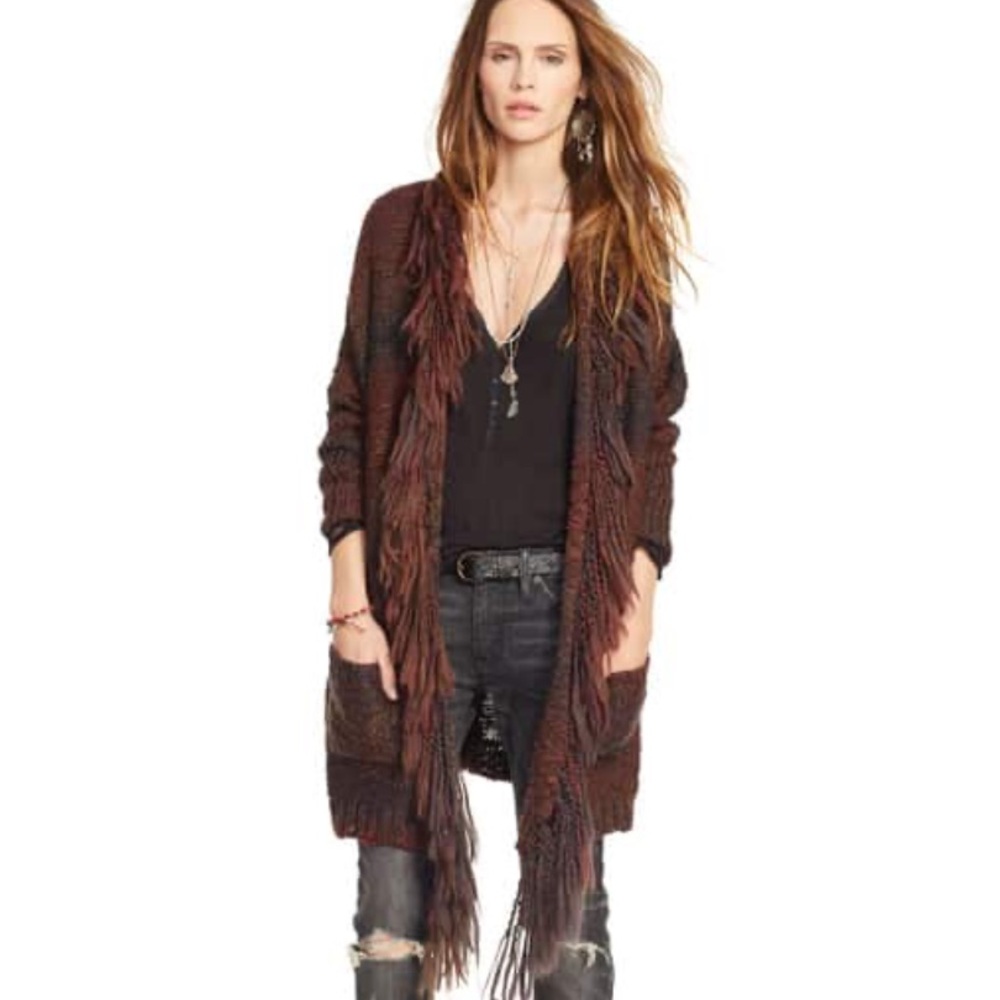 🌵DENIM AND SUPLY🌵RARE HARD TO FIND CHARCOAL GRAY FRINGE CARDIGAN